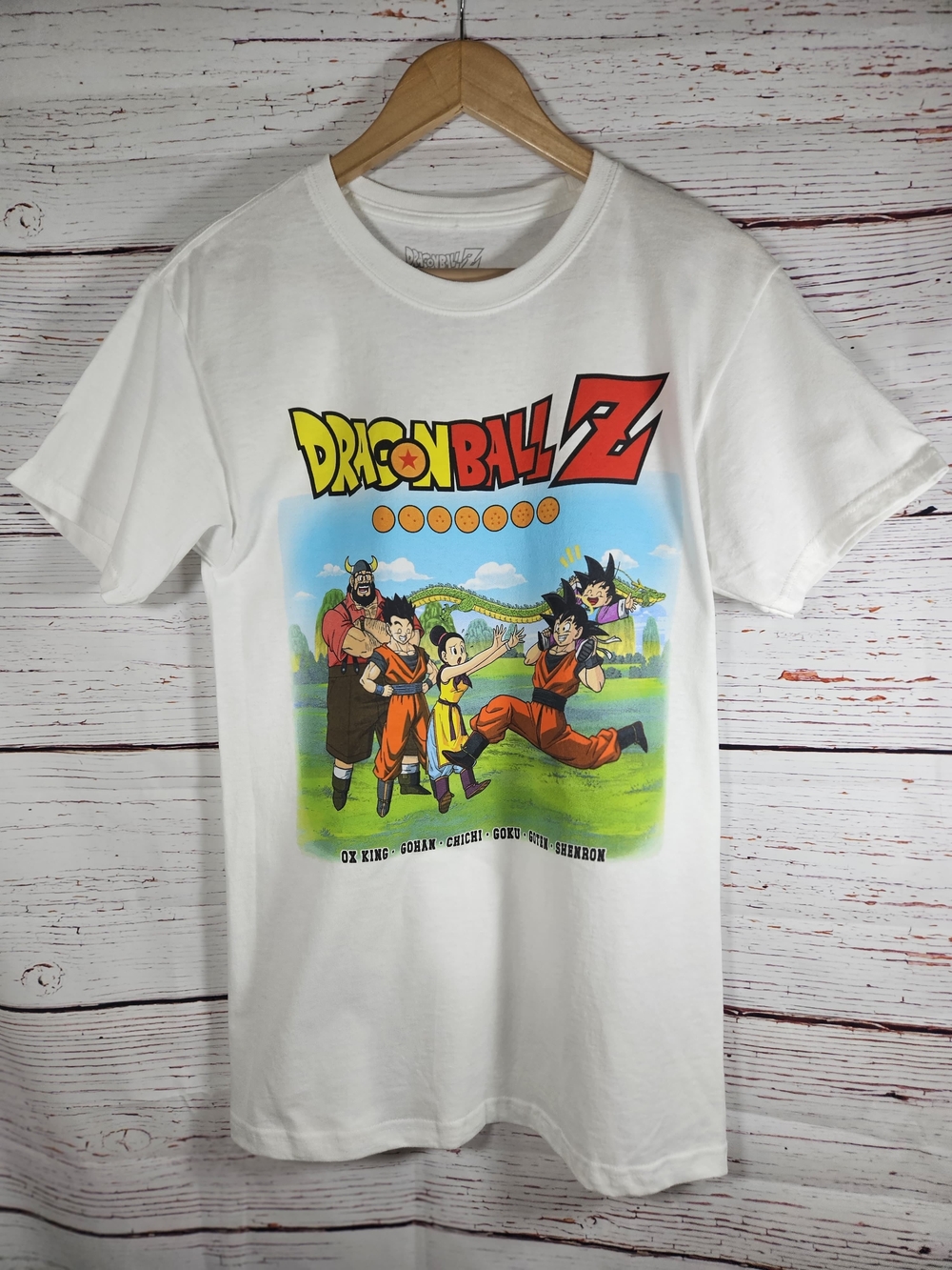 Dragon Ball Z Goku Gohan Chi-Chi Shenron Graphic T-Shirt White Size S